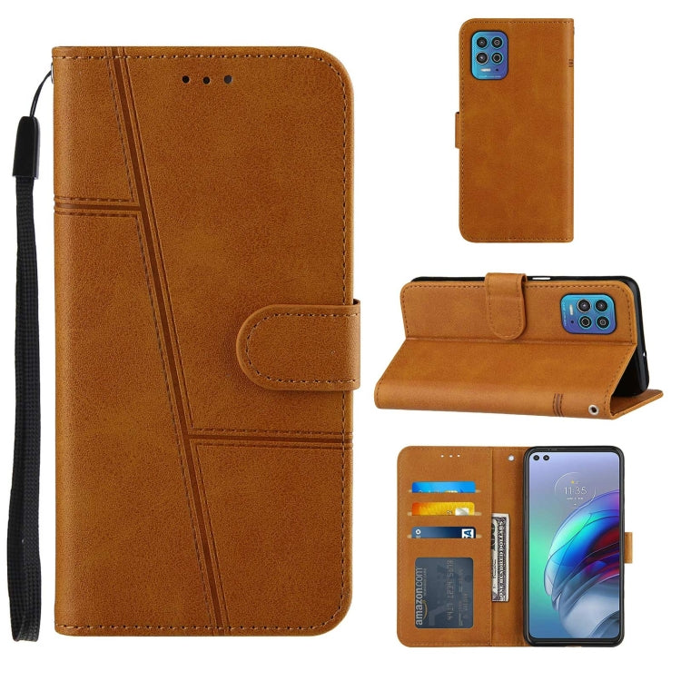 For Motorola Edge S / G100 Stitching Calf Pattern Buckle Card Wallet with Flip Phone Holster with Lanyard Bracket Function