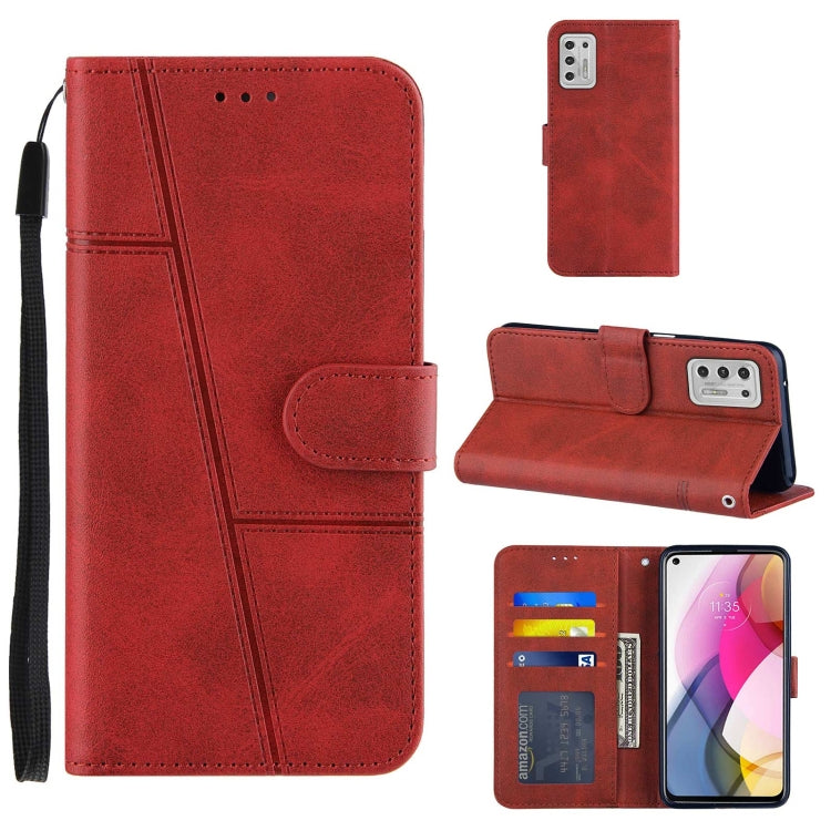 For Motorola G Stylus 2021 Stitching Calf Pattern Buckle Card Wallet with Flip Phone Holster with Lanyard Bracket Function