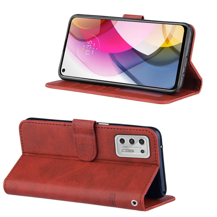 For Motorola G Stylus 2021 Stitching Calf Pattern Buckle Card Wallet with Flip Phone Holster with Lanyard Bracket Function