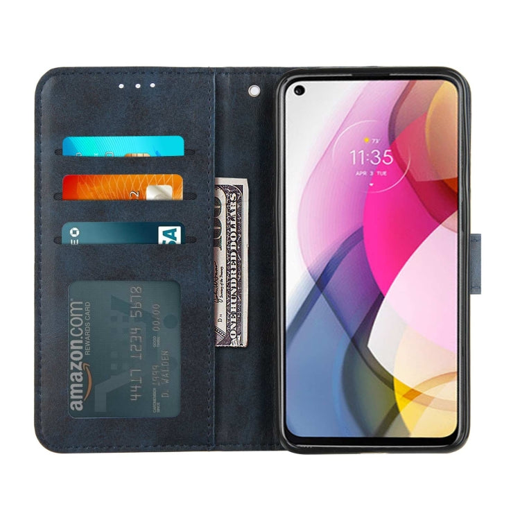 For Motorola G Stylus 2021 Stitching Calf Pattern Buckle Card Wallet with Flip Phone Holster with Lanyard Bracket Function