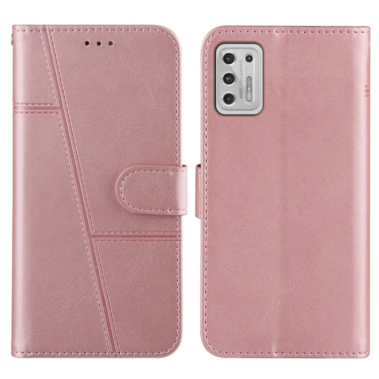 For Motorola G Stylus 2021 Stitching Calf Pattern Buckle Card Wallet with Flip Phone Holster with Lanyard Bracket Function