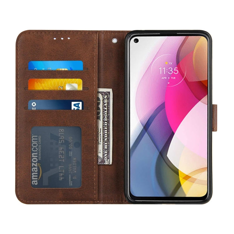 For Motorola G Stylus 2021 Stitching Calf Pattern Buckle Card Wallet with Flip Phone Holster with Lanyard Bracket Function