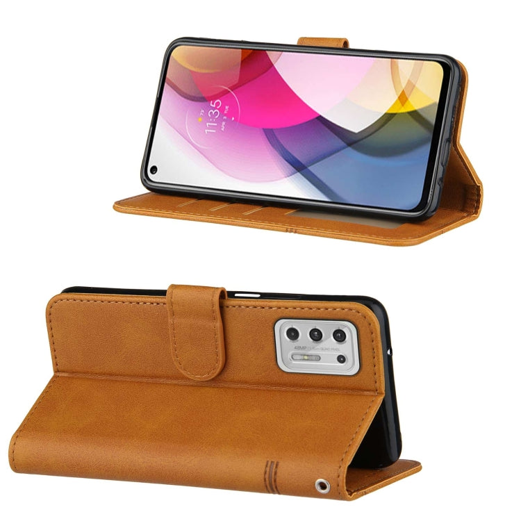 For Motorola G Stylus 2021 Stitching Calf Pattern Buckle Card Wallet with Flip Phone Holster with Lanyard Bracket Function