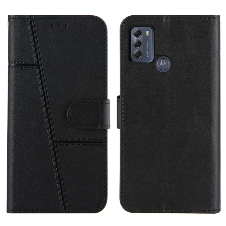 For Motorola G50 Stitching Calf Pattern Buckle Card Wallet with Flip Phone Holster with Lanyard Bracket Function