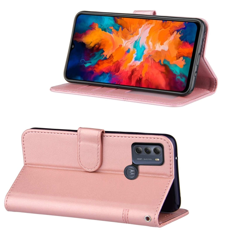 For Motorola G50 Stitching Calf Pattern Buckle Card Wallet with Flip Phone Holster with Lanyard Bracket Function