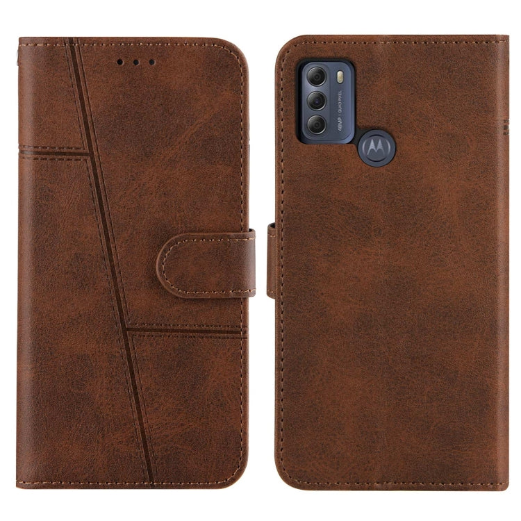 For Motorola G50 Stitching Calf Pattern Buckle Card Wallet with Flip Phone Holster with Lanyard Bracket Function