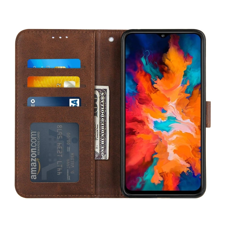 For Motorola G50 Stitching Calf Pattern Buckle Card Wallet with Flip Phone Holster with Lanyard Bracket Function