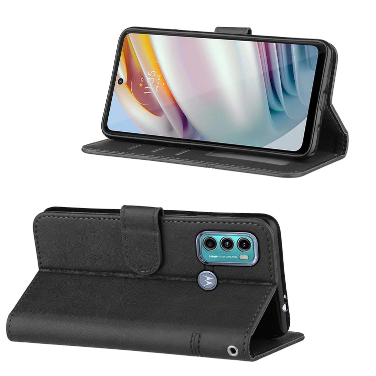 For Motorola G40/G60 Stitching Calf Pattern Buckle Card Wallet with Flip Phone Holster with Lanyard Bracket Function