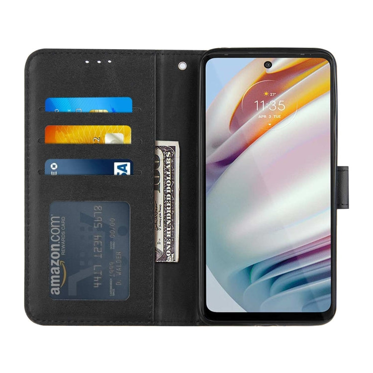 For Motorola G40/G60 Stitching Calf Pattern Buckle Card Wallet with Flip Phone Holster with Lanyard Bracket Function
