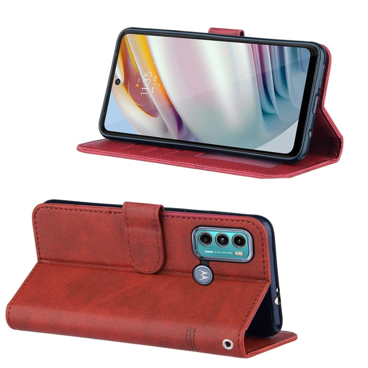 For Motorola G40/G60 Stitching Calf Pattern Buckle Card Wallet with Flip Phone Holster with Lanyard Bracket Function