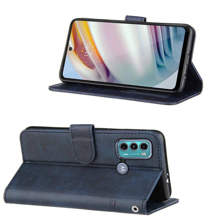 For Motorola G40/G60 Stitching Calf Pattern Buckle Card Wallet with Flip Phone Holster with Lanyard Bracket Function