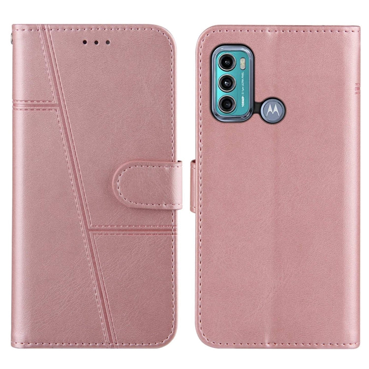 For Motorola G40/G60 Stitching Calf Pattern Buckle Card Wallet with Flip Phone Holster with Lanyard Bracket Function
