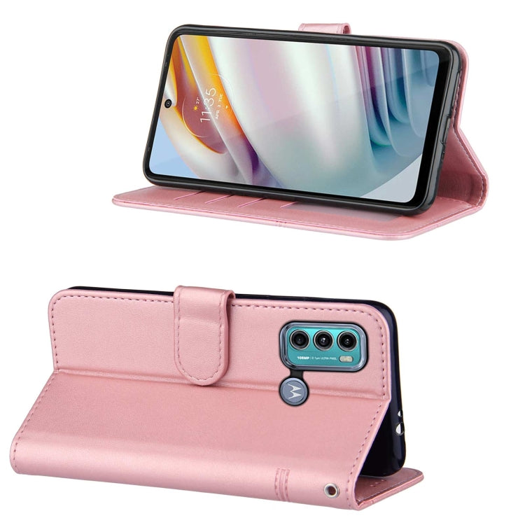 For Motorola G40/G60 Stitching Calf Pattern Buckle Card Wallet with Flip Phone Holster with Lanyard Bracket Function