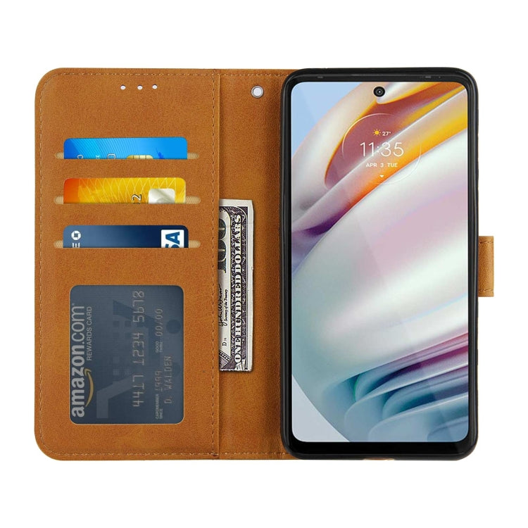 For Motorola G40/G60 Stitching Calf Pattern Buckle Card Wallet with Flip Phone Holster with Lanyard Bracket Function