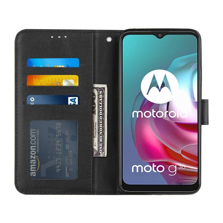 For Motorola G30/G10/G10 Power Stitching Calf Pattern Buckle Card Wallet with Flip Phone Holster with Lanyard Bracket Function