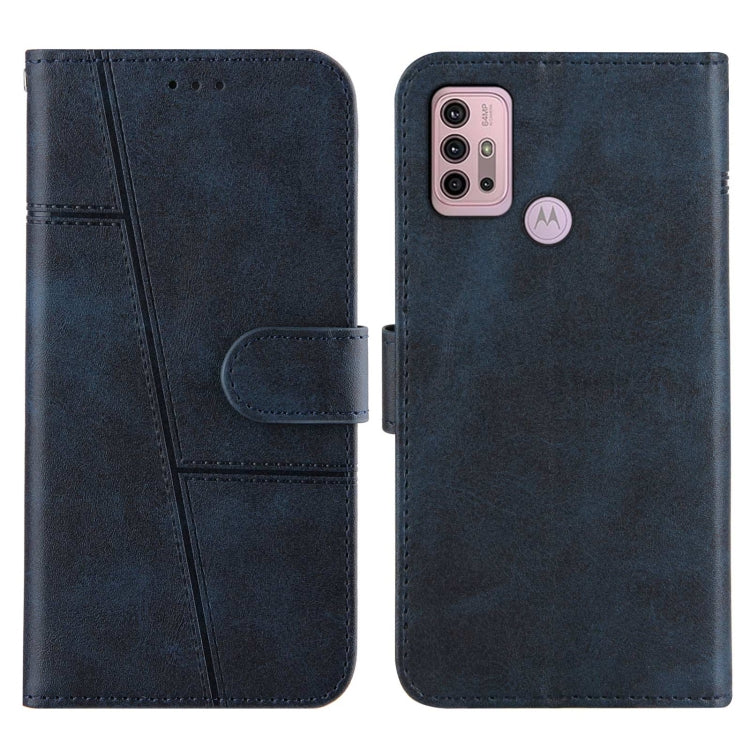 For Motorola G30/G10/G10 Power Stitching Calf Pattern Buckle Card Wallet with Flip Phone Holster with Lanyard Bracket Function