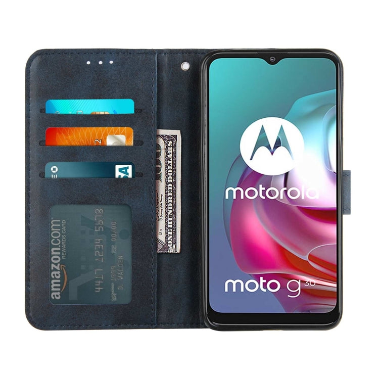 For Motorola G30/G10/G10 Power Stitching Calf Pattern Buckle Card Wallet with Flip Phone Holster with Lanyard Bracket Function
