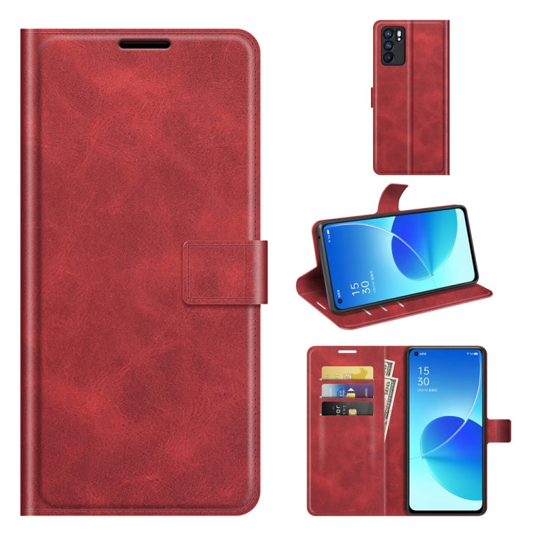 For OPPO Reno6 5G Retro Calf Pattern Buckle Horizontal Flip Leather Case with Holder & Card Slots & Wallet