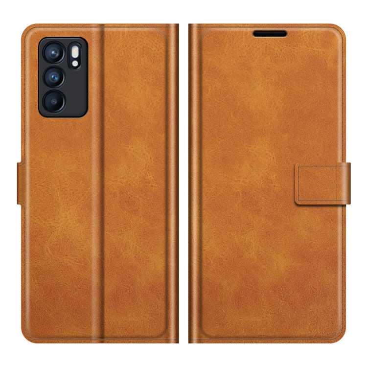 For OPPO Reno6 5G Retro Calf Pattern Buckle Horizontal Flip Leather Case with Holder & Card Slots & Wallet