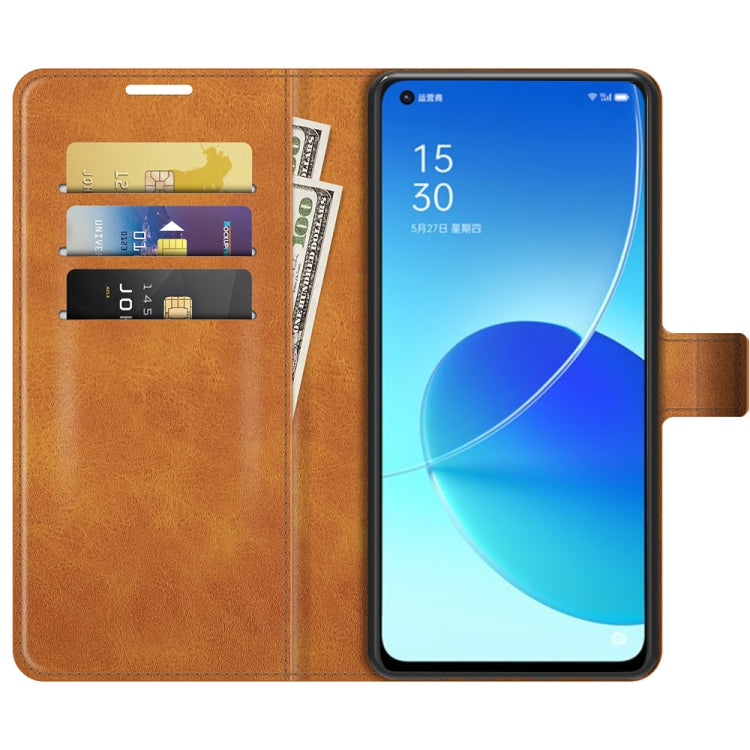 For OPPO Reno6 5G Retro Calf Pattern Buckle Horizontal Flip Leather Case with Holder & Card Slots & Wallet