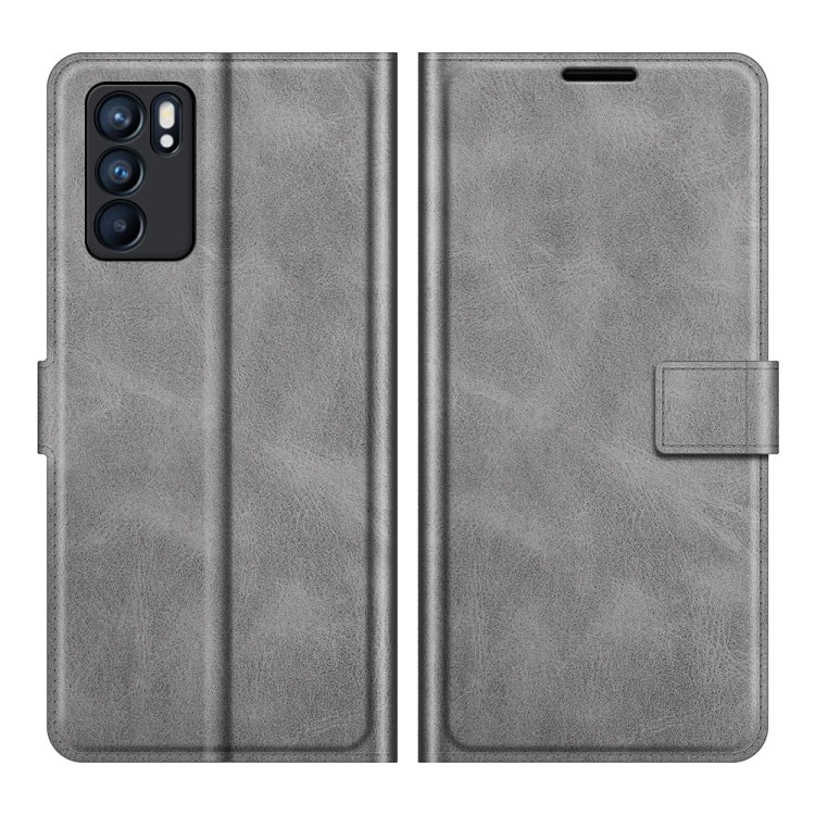 For OPPO Reno6 5G Retro Calf Pattern Buckle Horizontal Flip Leather Case with Holder & Card Slots & Wallet