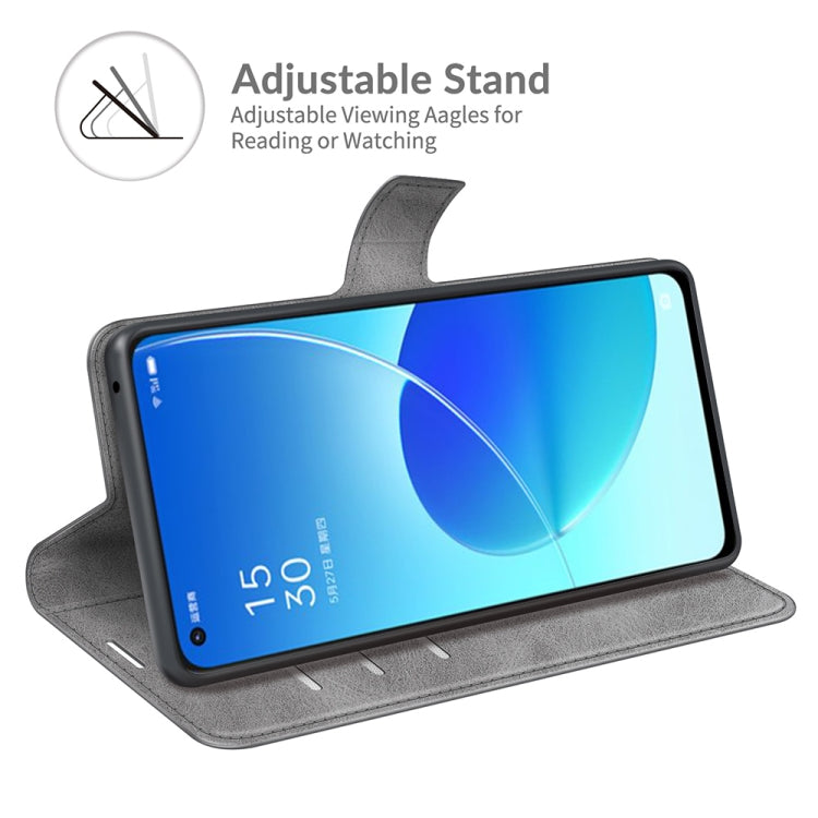 For OPPO Reno6 5G Retro Calf Pattern Buckle Horizontal Flip Leather Case with Holder & Card Slots & Wallet