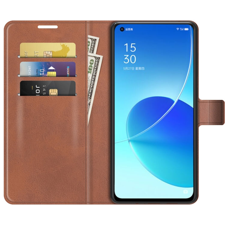 For OPPO Reno6 5G Retro Calf Pattern Buckle Horizontal Flip Leather Case with Holder & Card Slots & Wallet