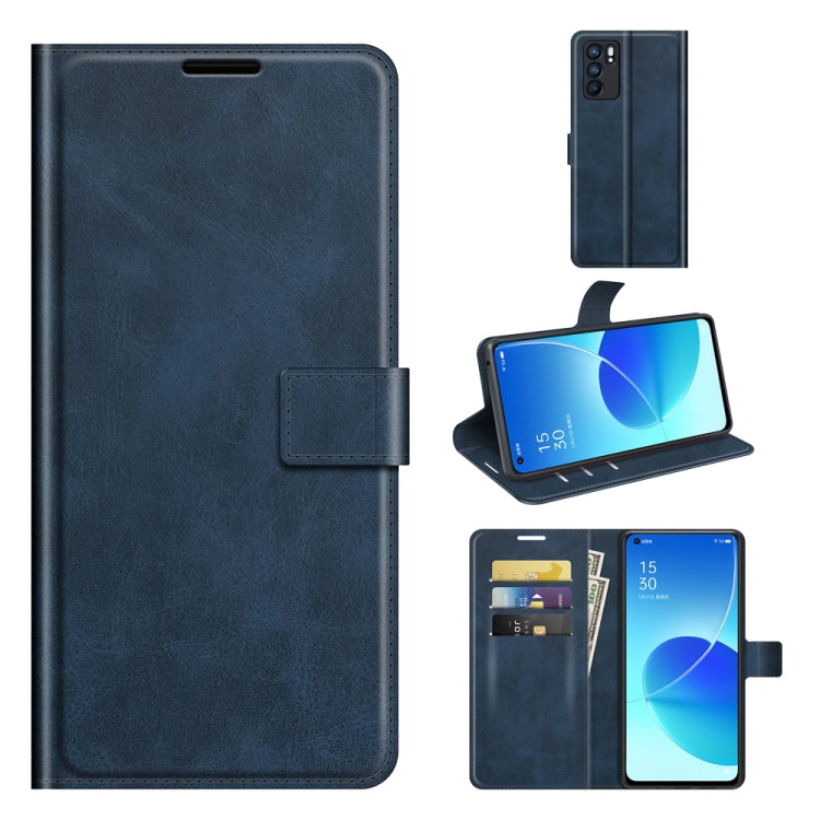For OPPO Reno6 5G Retro Calf Pattern Buckle Horizontal Flip Leather Case with Holder & Card Slots & Wallet