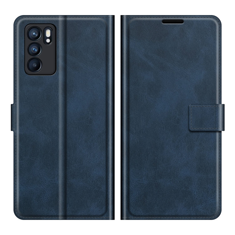 For OPPO Reno6 5G Retro Calf Pattern Buckle Horizontal Flip Leather Case with Holder & Card Slots & Wallet