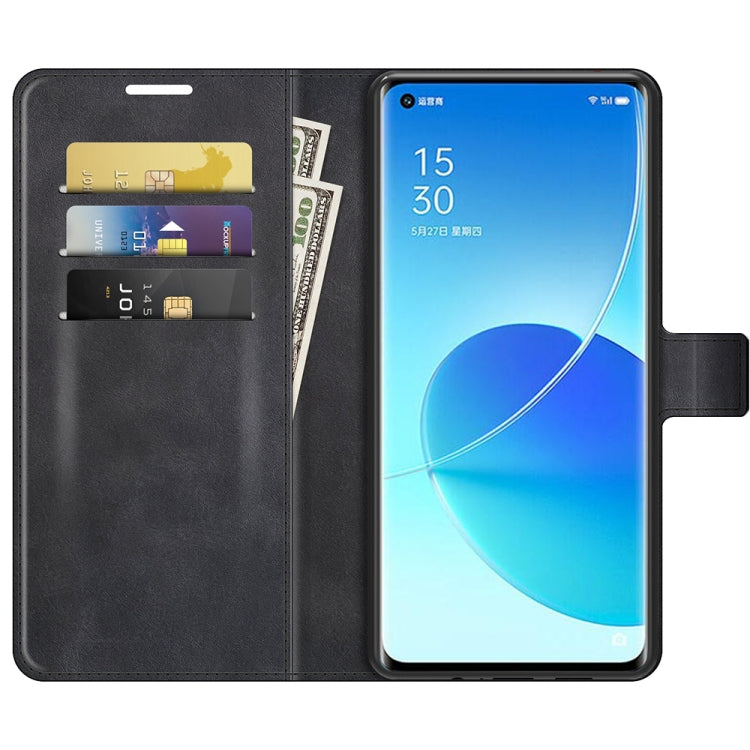 For OPPO Reno6 Pro 5G Retro Calf Pattern Buckle Horizontal Flip Leather Case with Holder & Card Slots & Wallet