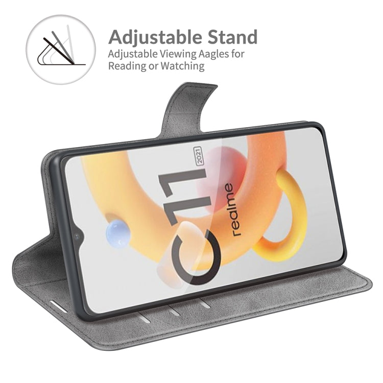 For OPPO Realme C11 2021 Retro Calf Pattern Buckle Horizontal Flip Leather Case with Holder & Card Slots & Wallet