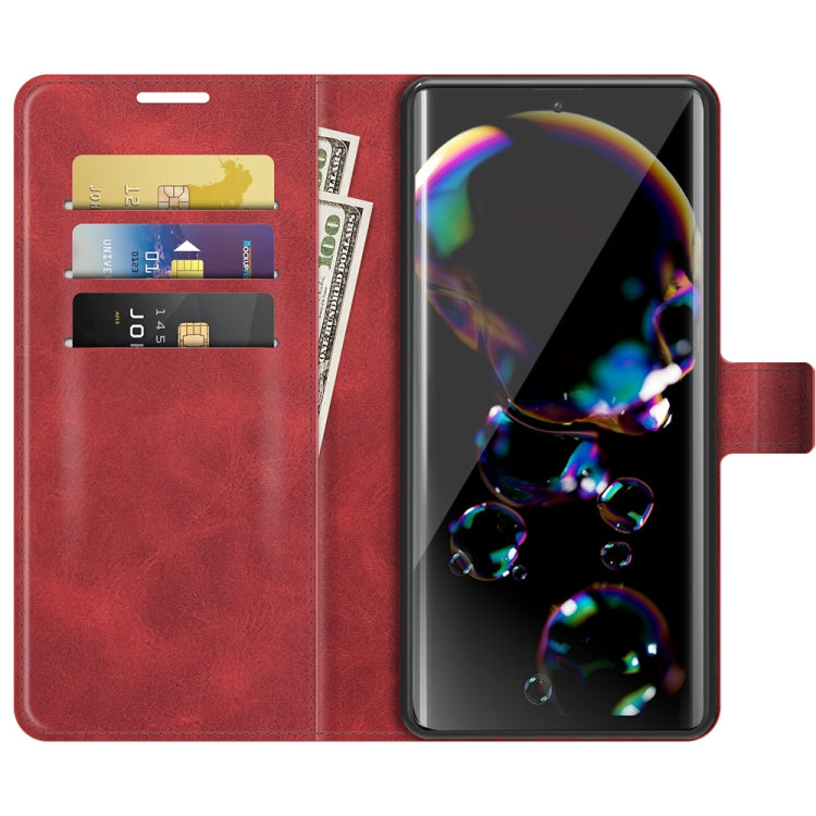 For Sharp Aquos R6 Retro Calf Pattern Buckle Horizontal Flip Leather Case with Holder & Card Slots & Wallet