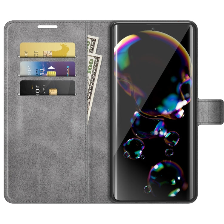 For Sharp Aquos R6 Retro Calf Pattern Buckle Horizontal Flip Leather Case with Holder & Card Slots & Wallet