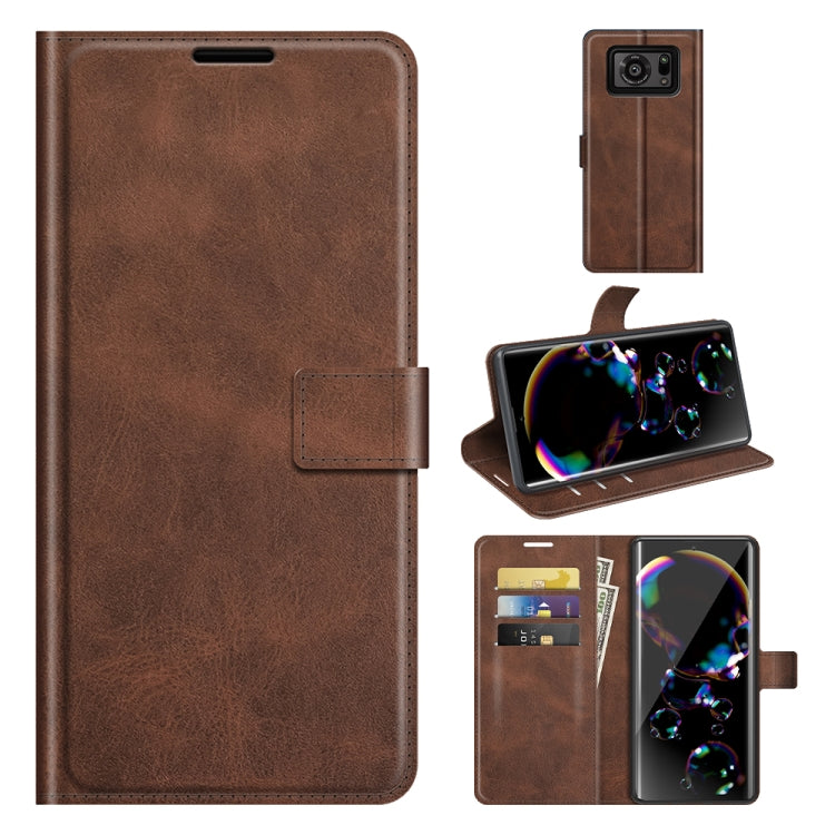 For Sharp Aquos R6 Retro Calf Pattern Buckle Horizontal Flip Leather Case with Holder & Card Slots & Wallet