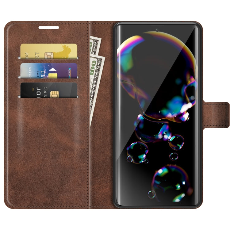 For Sharp Aquos R6 Retro Calf Pattern Buckle Horizontal Flip Leather Case with Holder & Card Slots & Wallet