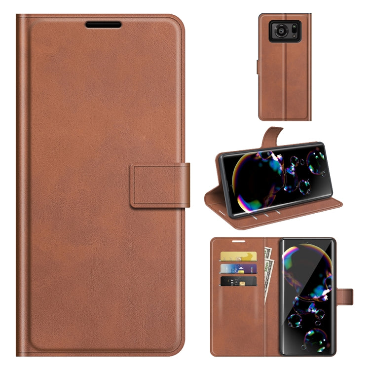 For Sharp Aquos R6 Retro Calf Pattern Buckle Horizontal Flip Leather Case with Holder & Card Slots & Wallet