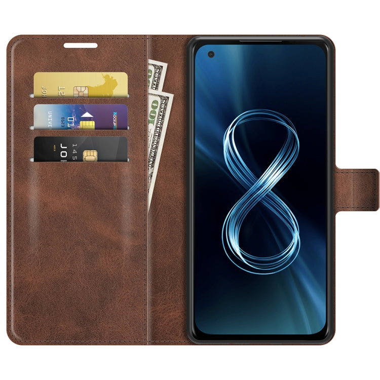 For ASUS Zenfone 8 ZS590KS Retro Calf Pattern Buckle Horizontal Flip Leather Case with Holder & Card Slots & Wallet