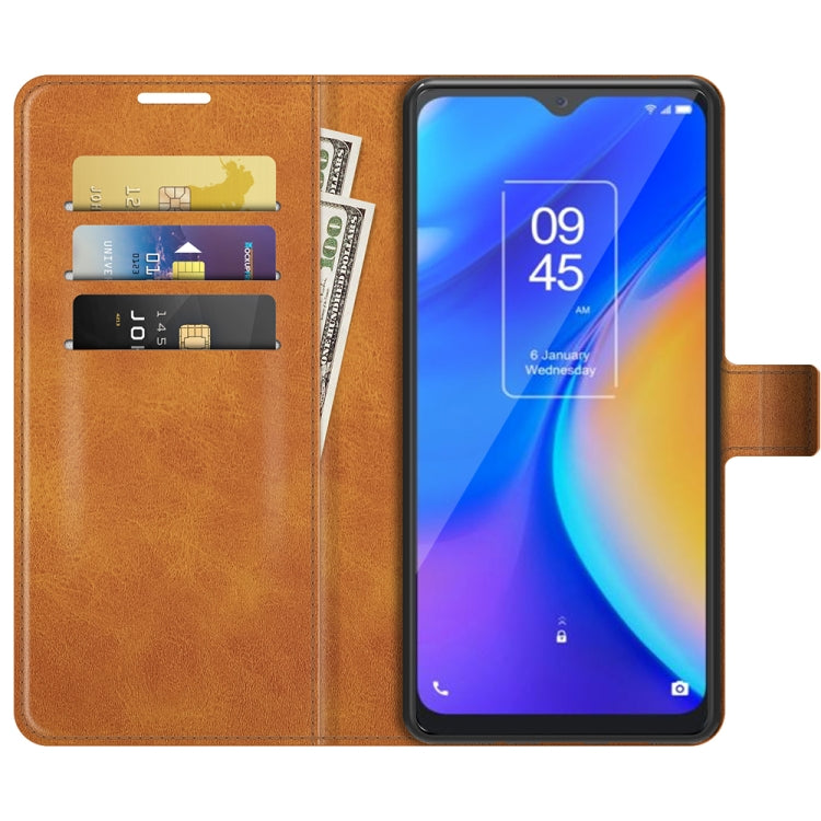 For TCL 20 SE Retro Calf Pattern Buckle Card Wallet Left and Right Flip Phone Holster with Bracket Function