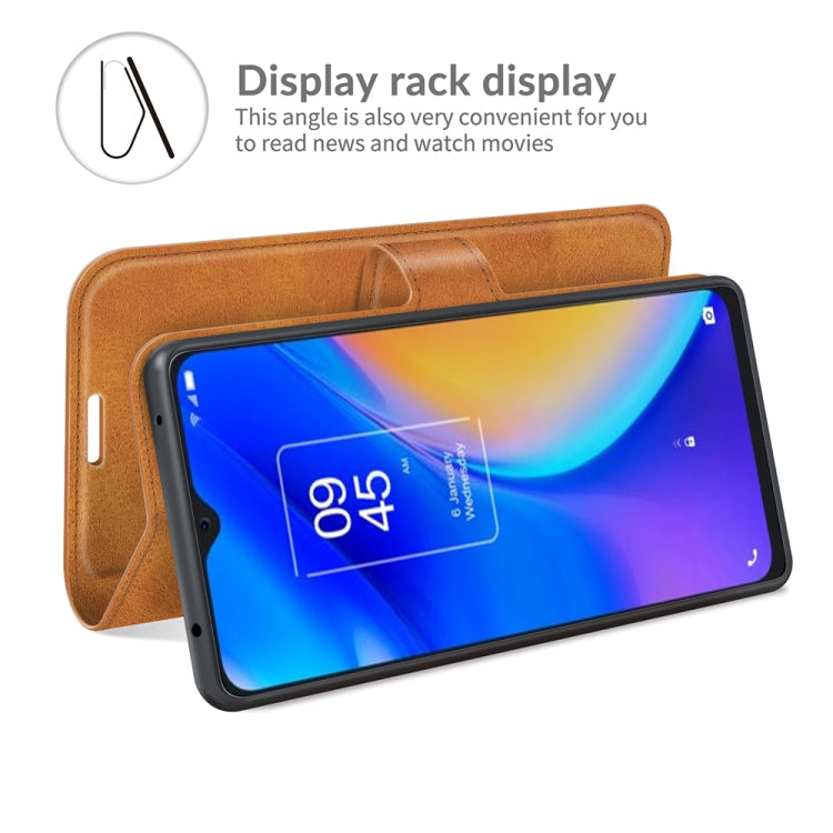 For TCL 20 SE Retro Calf Pattern Buckle Card Wallet Left and Right Flip Phone Holster with Bracket Function