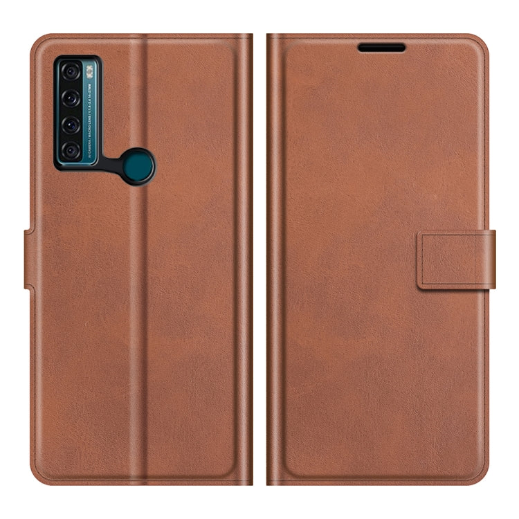 For TCL 20 SE Retro Calf Pattern Buckle Card Wallet Left and Right Flip Phone Holster with Bracket Function
