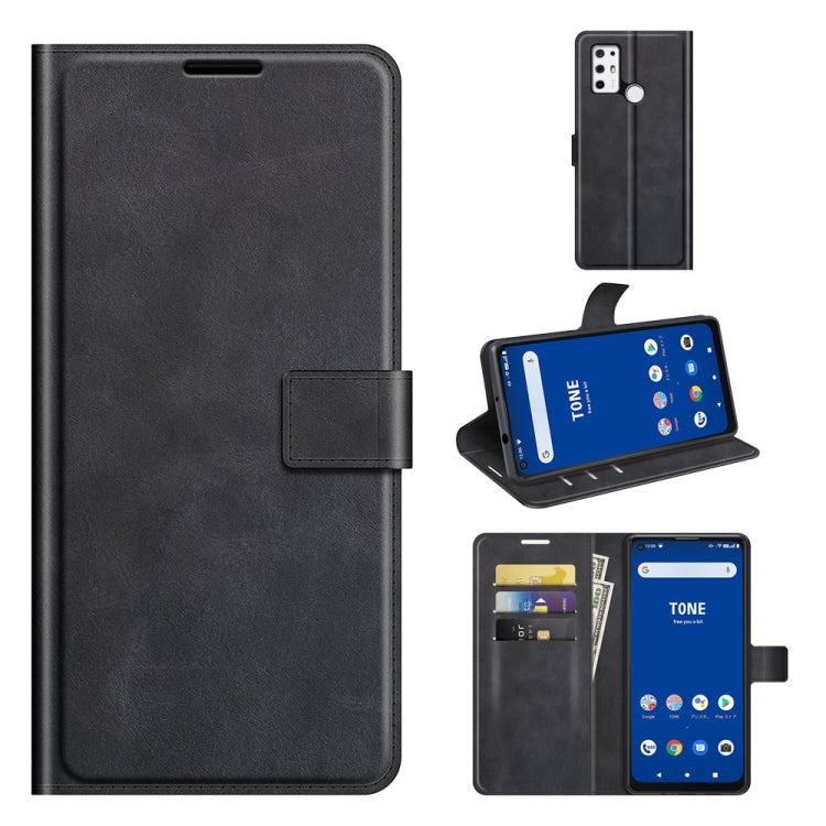 For Tone E21 Retro Calf Pattern Buckle Card Wallet Left and Right Flip Phone Holster with Bracket Function