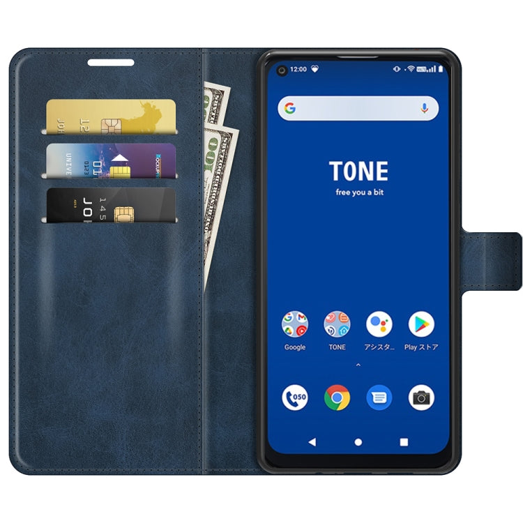 For Tone E21 Retro Calf Pattern Buckle Card Wallet Left and Right Flip Phone Holster with Bracket Function