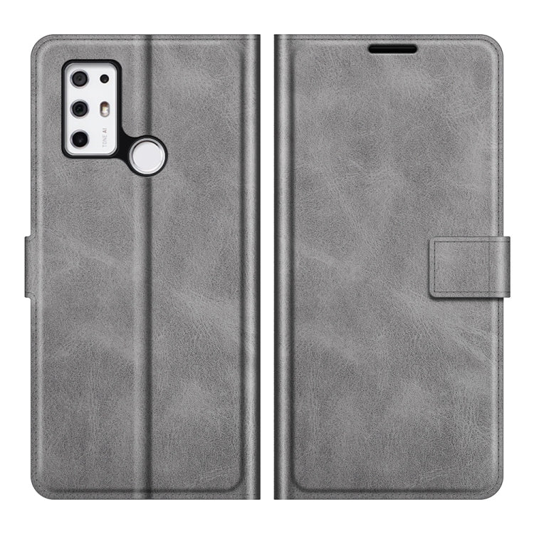 For Tone E21 Retro Calf Pattern Buckle Card Wallet Left and Right Flip Phone Holster with Bracket Function