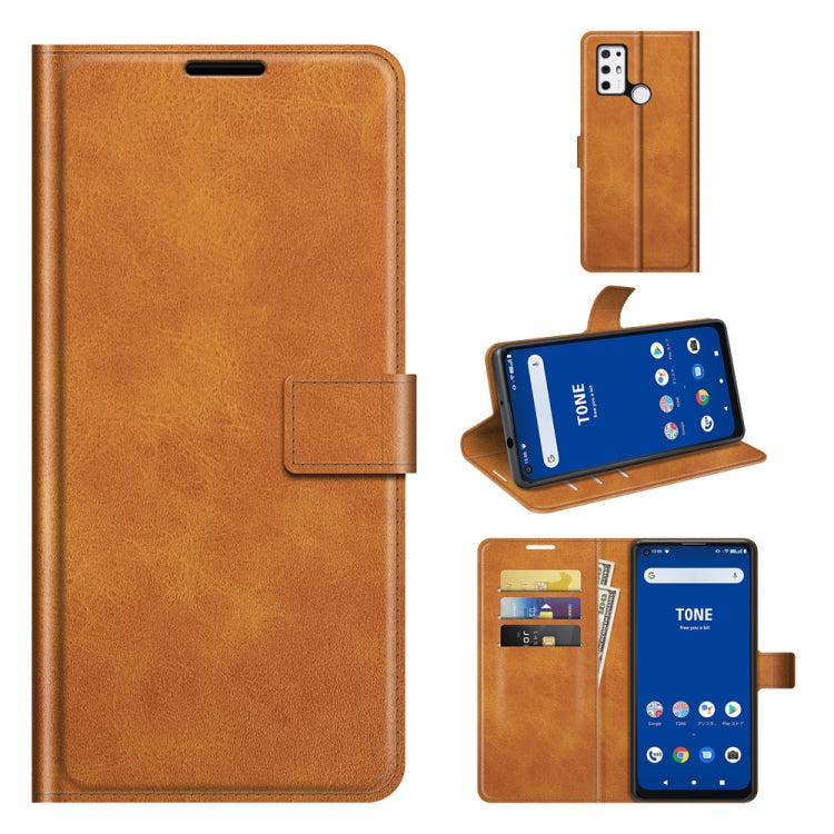 For Tone E21 Retro Calf Pattern Buckle Card Wallet Left and Right Flip Phone Holster with Bracket Function