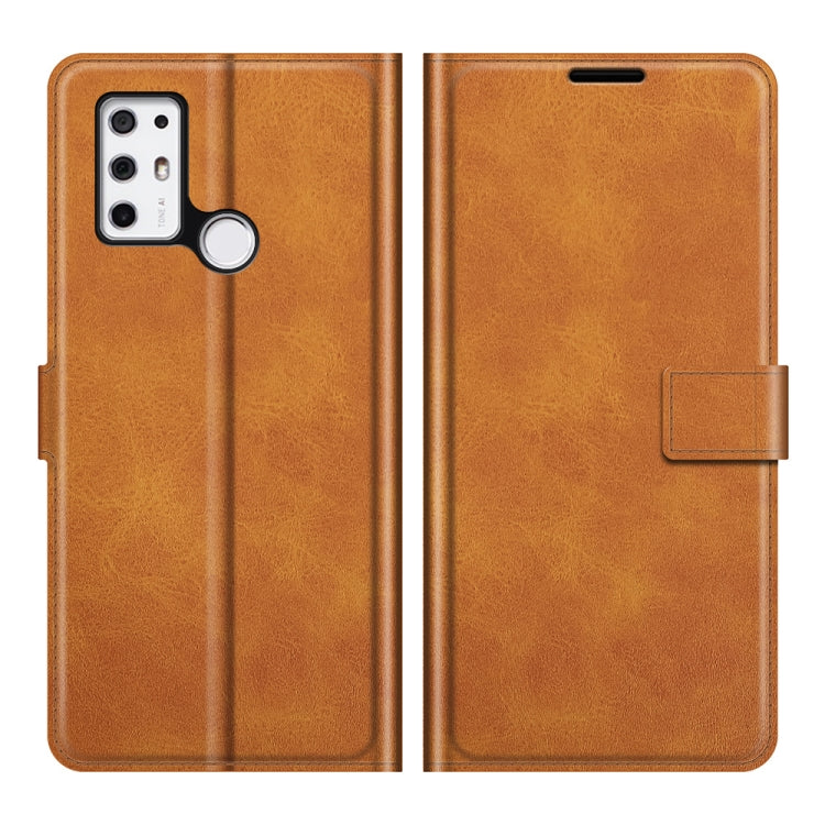 For Tone E21 Retro Calf Pattern Buckle Card Wallet Left and Right Flip Phone Holster with Bracket Function