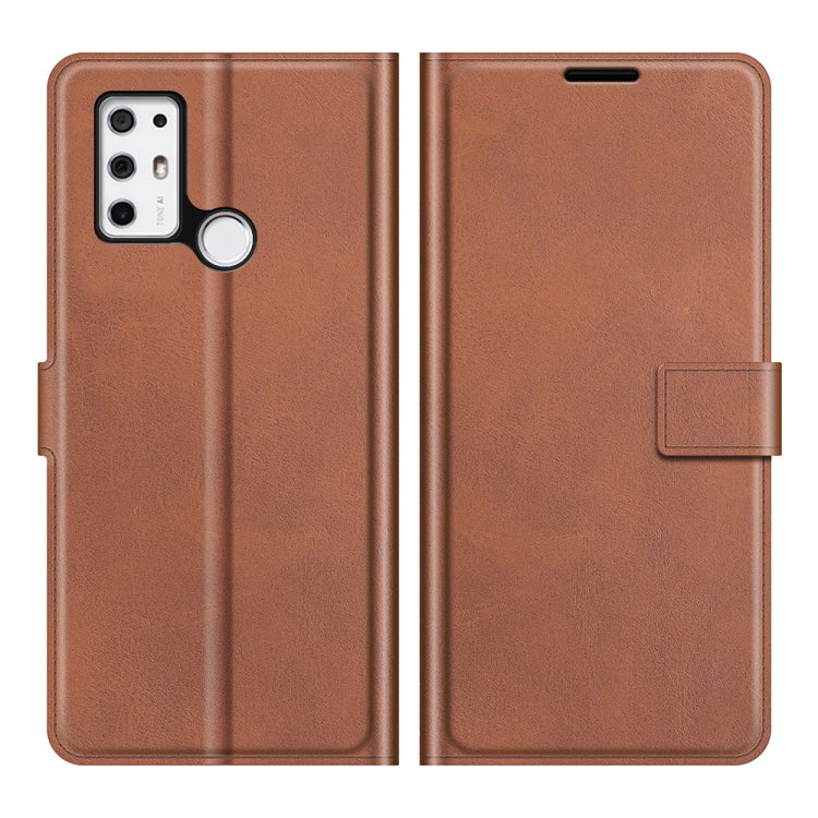 For Tone E21 Retro Calf Pattern Buckle Card Wallet Left and Right Flip Phone Holster with Bracket Function