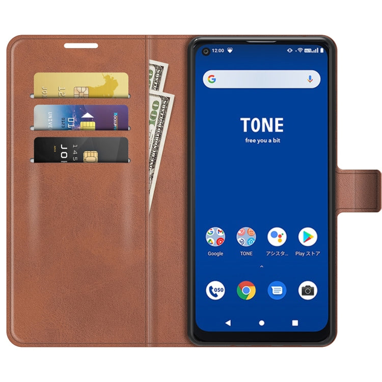 For Tone E21 Retro Calf Pattern Buckle Card Wallet Left and Right Flip Phone Holster with Bracket Function