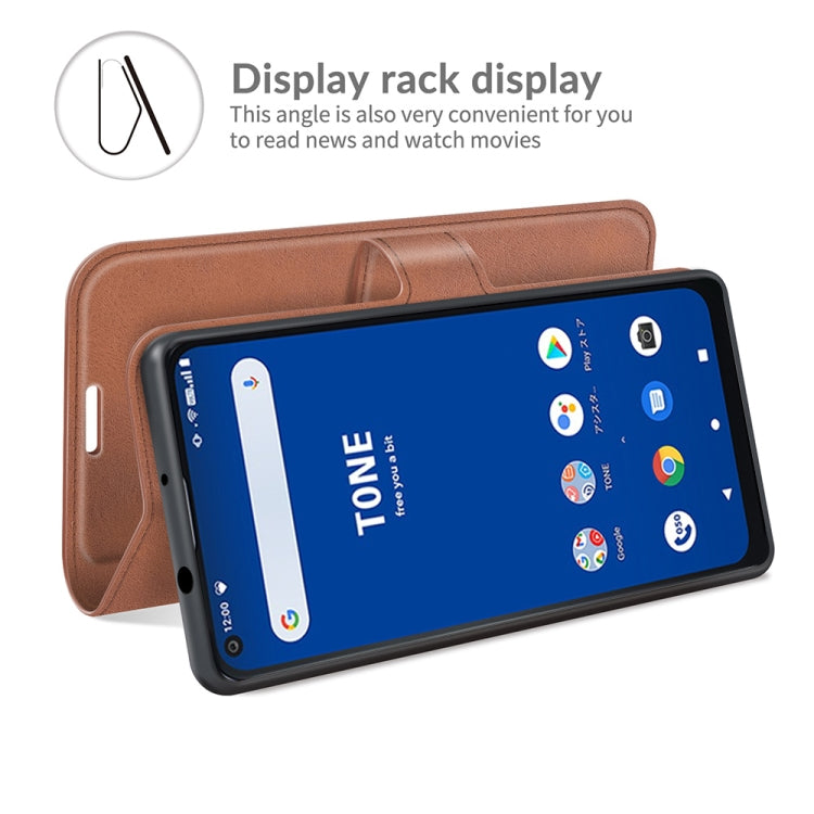 For Tone E21 Retro Calf Pattern Buckle Card Wallet Left and Right Flip Phone Holster with Bracket Function