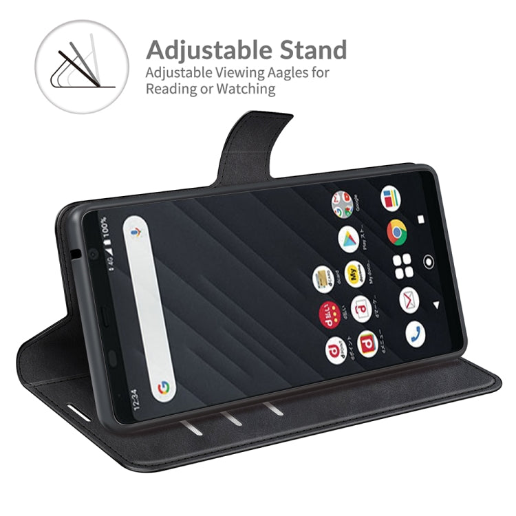 For Fujitsu Arrows Be4 Plus Retro Calf Pattern Buckle Card Wallet Left and Right Flip Phone Holster with Bracket Function