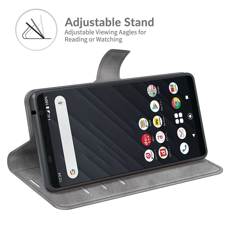 For Fujitsu Arrows Be4 Plus Retro Calf Pattern Buckle Card Wallet Left and Right Flip Phone Holster with Bracket Function